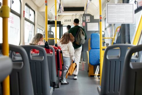 Travel,,Transport,And,People,Exit,Bus,For,Ride,Destination,,Passenger